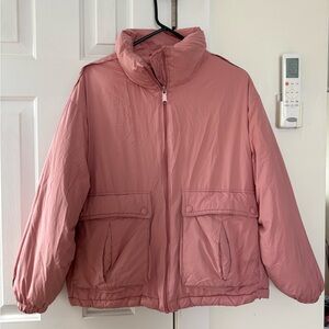 We The Free Pink Duvet Bomber Jacket